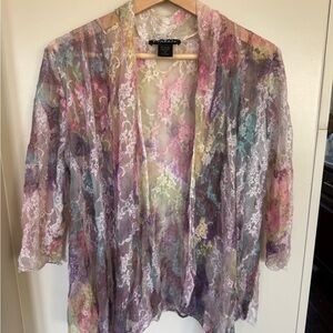 Fairy Lace Sheer Medium Open Kimono Pastel Cardigan Ethereal Angelcore Festival
